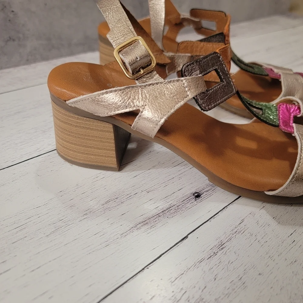 Eric Michael, Nolita, Metallic Multi-Color Sandals, Euro Size 40 (81/2-9)